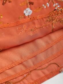 Sweetra 女士春夏新款沙滩装黄色亮片刺绣A字迷你裙，适合派对、度假 - 黃色 - 查看 6