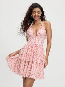 SHEIN MOD Women's Summer Romantic Ruffled Ditsy Floral Halter Neck Dress,Honeymoon Outfits Woman,Vacation Outfits Woman,Women Birthday Outfit, Women Casual Dress, Woman's Summer Dress,Graduation Dress,Wedding Guest Dress Women,Flowy Dress,Party Dress,Women Dresses Birthday, Rave Outfits Festival,Y2k Clothes,Floral Dress Women,Brunch Outfits For Women