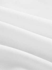 SHEIN ICON Women Solid Color Simple Asymmetrical Hem Mesh Panel Camisole - White - View 4