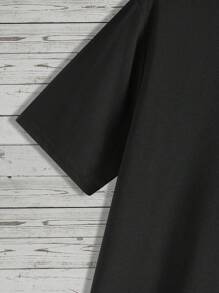 Manfinity Homme Men T-Shirts Fit Crew Neck Short Sleeve Slogan Tee Back To School Clothes - Black - View 5