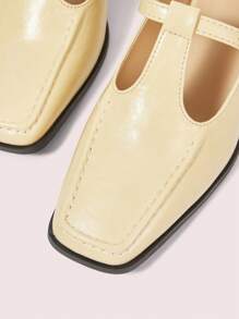 CUCCOO DOLLMOD New Yellow Oxford-Style Square Toe Chunky Heel Vintage Anti-Slip Comfortable Women High Heel Pumps