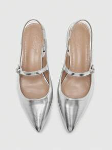 CUCCOO BIZCHIC Women's Pointed Toe Adjustable Buckle Design Flat Loafers - Silver - View 9