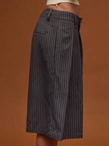 COUREZ 低腰褶皱细条纹短裤/女士夏季穿搭/夏季短裤/街头休闲/Y2K复古风