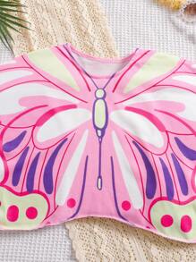 SHEIN Cute "Baby Girl" Pink Butterfly Graphic Beach Cover Up Top