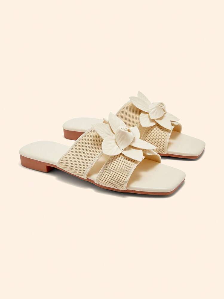 CUCCOO BASICS Square Toe Slip-On Slippers Casual Fashion Versatile Flat Sandals For Women