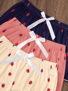 Dream Adore Conjunto de pijama de 3 piezas con estampado de fresa, que incluye camiseta de tirantes y shorts