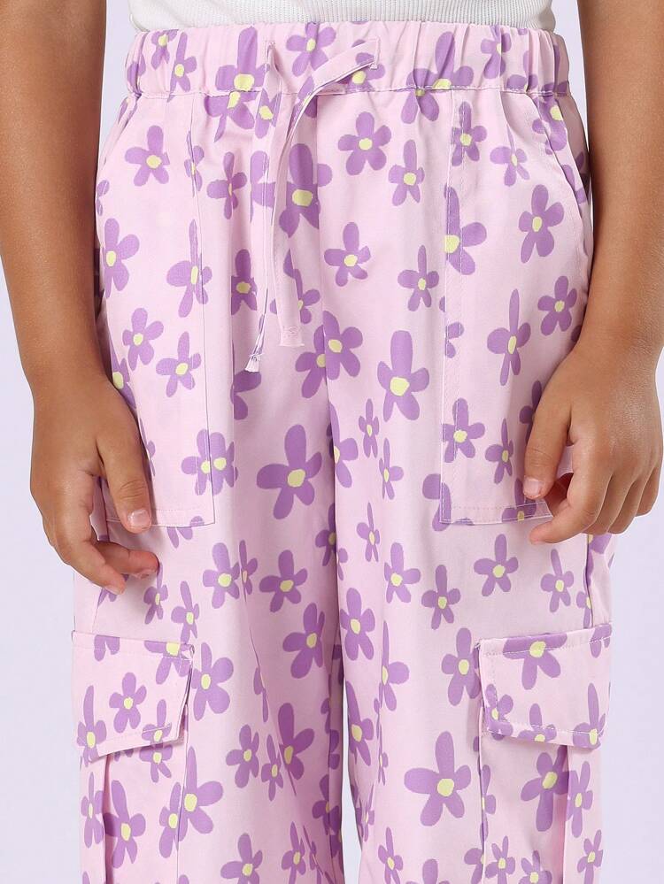 Ribbed Baby Tee Floral Cargo Set