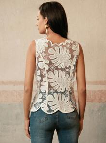 Anewsta 女士优雅蕾丝镂空花卉沙滩衬衫上衣，春夏装