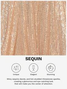 Glamine Charm 女士性感不对称亮片圣诞吊带背心，闪亮上衣，适合夜店派对或节日派对服装 - 香檳色 - 查看 6