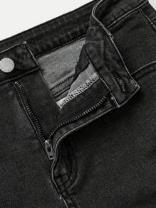 SHEIN Teen Boy Fashion Casual Vintage Cut Out Ripped Frayed Design Black Comfortable Tight Denim Boys Shorts For Teen Boy Clothes Boys Soft Dailywear And Teen Boy Summer And Spring Rave Outfits Festival And Beach Outfits Clothes