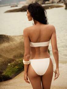 Anewsta Bộ bikini hở lưng kim loại thời trang & tinh tế, sang trọng, trưởng thành, cao cấp 25SS - trắng - Xem 2