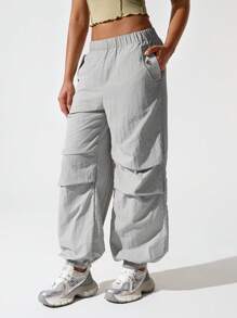 Hanevo 女式浅棕色运动松紧腰直筒裤