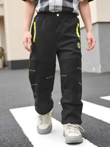 1pc Tween Boys Black Fashion Casual Pants