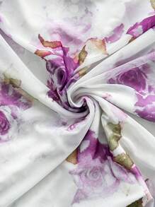 Soleia 网眼玫瑰花卉印花褶饰露背迷你吊带连衣裙，假期约会情人节下午茶上衣，春夏