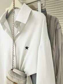 INAWLY 女士星星图案长袖夏季休闲衬衫 - 白色 - 查看 6