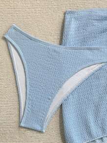 SHEIN x Eduarda Gutierrez Soleia 女士夏季三件套海星装饰纹理面料抹胸比基尼套装