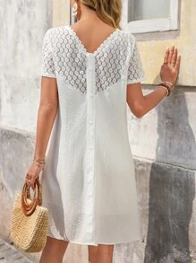 EMERY ROSE 女士迷你连衣裙 女士夏季服装 女士夏季连衣裙 度假服装 女士乡村音乐会服装 度假连衣裙 白色连衣裙 优雅白毕业礼服 - 白色 - 查看 2