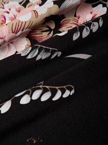 Breezaya Women's Elegant Floral Print Splice Mid-Length Dress, Summer