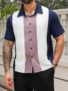 Manfinity Homme Camisa de manga corta para hombre de talla grande, moda apropiada para el verano - Multicolor - Ver 1