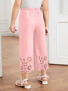 Young Girl Laser Cut Out Wide Leg Pants