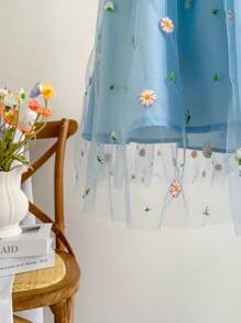 Soleia 大码度假浪漫扎染方领泡泡袖刺绣连衣裙 - 彩色 - 查看 5