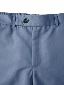 Manfinity Mode Men's Solid Color Single-Breasted Long Sleeve Suit Jacket & Pants 2-Piece Set