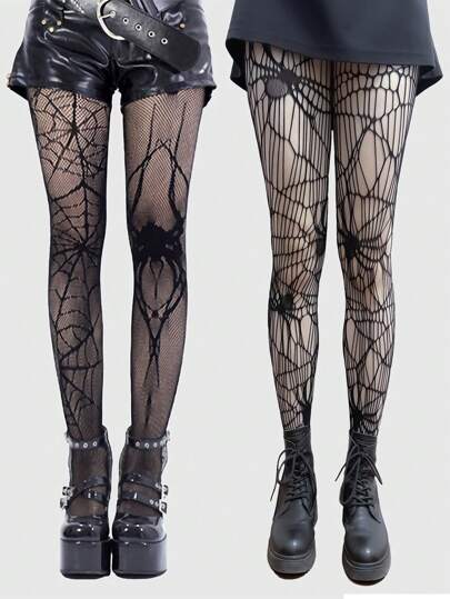 Goth 2 pezzi Calze a rete a ragnatela, per Ognissanti