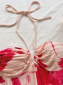 Soleia Đầm Maxi hở lưng in họa tiết hoa ombre màu đỏ phong cách nghỉ mát cho nữ, cổ chữ V trễ nải, trang phục Boho mùa hè gợi cảm cho lễ hội phương Tây trên bãi biển - Nhiều màu - Xem 4