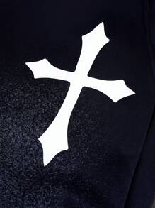 Manfinity EMRG 男士街头风格基督教十字架和冰岛国旗印花海军蓝运动裤 - 藏蓝色 - 查看 3