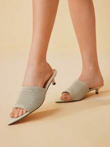 CUCCOO BASICS Pointed Toe Stiletto High Heel Women Sandals, Versatile - Green - View 5