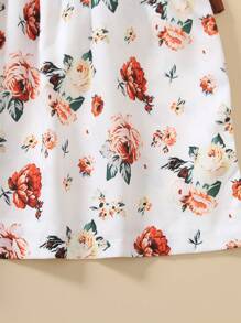 Young Girl 3pcs/Set Buy 1 Get 2 Free Mommy & Me Matching Ditsy Floral & Solid Color Vacation/Travel Dresses - Multicolor - View 6