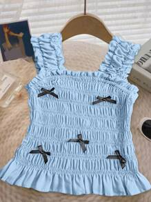 SHEIN Clasi Elegant 3D Bow Decor Camisole Top, Fashionable For Summer - Blue - View 1