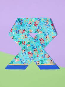 SCOOBY-DOO X SHEIN Cute Cartoon Puppy Pattern Fashionable Small Scarf (Blue) - Blue - View 2