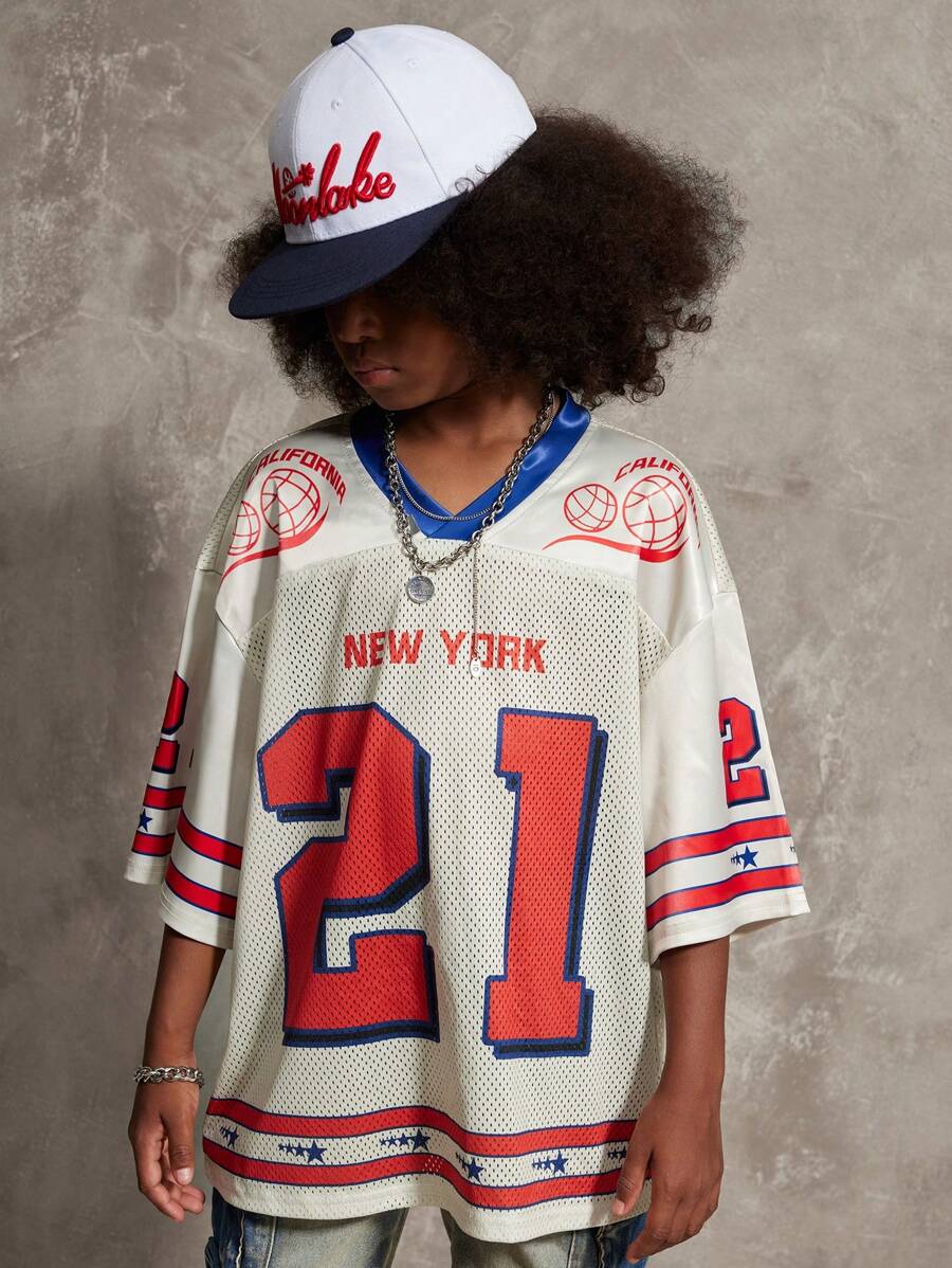 Coolane Kids Tween Boysjersey T-Shirt  Spring/Summer Streetwear Breathable Mesh Graphics Baseball Jersey Baggy Tees