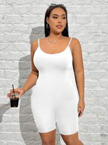 SHEIN EZwear Bộ đồ liền thân màu trơn cỡ lớn 2 món/bộ, đen và trắng - Nhiều màu - Xem 5