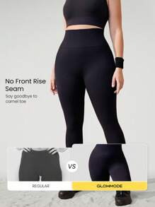 GLOWMODE 24" Plus Size Seamless Ready Set Go Tummy Control Scrunch Butt High-Waist Leggings Medium Impact Running Jogging Training Gym Workout