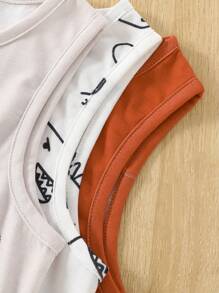 Young Boys Cartoon Print Tank Top And Shorts 2-Piece Set