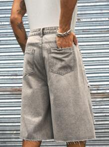 AXEPEAK Shorts informales y sueltos para hombres, de un solo color tejido, edición de ropa urbana