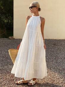 Livesso 女士白色休闲度假连衣裙，夏季新品 - 白色 - 查看 8