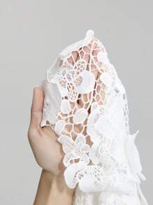 Ontre 女士四季立体花朵上衣，优雅镂空花朵蕾丝吊带背心，设计师款上衣 - 白色 - 查看 8