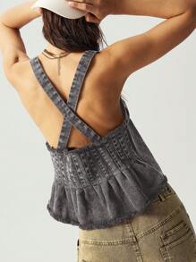Bohemela Women's Summer Casual Washed Backless Camisole - Grey - View 4