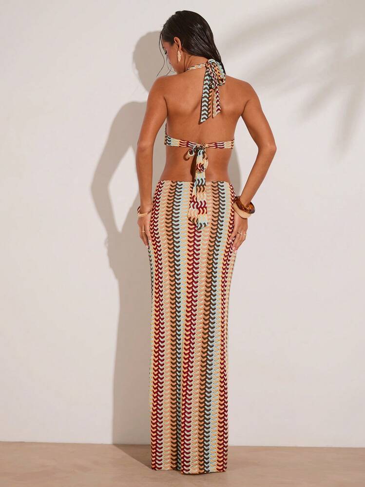 SHEIN BAE Abito da donna con blocchi di colore e taglio vacanziero - Multicolore - Visualizzare 2