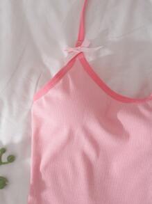 Cute & Comfy Layering Camisole With Ruffle Trim And Halter Neck, Pink For Teen Girls - Pink - View 4