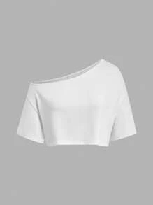 Flirla 大码三件套短袖T恤套装，黑白灰，夏季，露肩设计