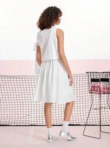 SHEIN MOD White Asymmetric Tie Up Bow Elegant Summer Dress - White - View 2