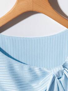 GlowEve Women's Solid Color Twist Knot Button Decor Short Sleeve Fashionable T-Shirt, Summer