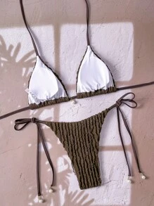 Swim Vcay Spring Break Women 2-Piece Beachwear Swimsuits For Summer - Coffee Brown - View 2