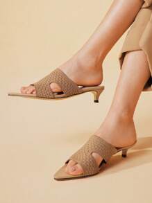 CUCCOO BASICS Sandalias de tacón de aguja de punta fina para mujer, diseño versátil - Marrón - Ver 4