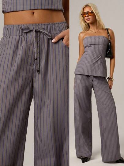 SHEIN Forever 21 Summer Women Prom/Formal/Beach/Vacation/Cute/Western Wear/Business Casual/Elegant/Birthday/Going Out/Club/Office Outfits/Festival/Rave Outfits/Work Clothes/Classy/Country Concert/Brunch/Cruise/Old Money/Airport/Modest/Church/Fairycore//Funny/Hippie/Tea Party/Y2k/Streetwear/2000s/Disco/Spring Break/Graduation/Wedding Guest/Cocktail/Vintage/Bodycon/Resort/Low Rise/Baggy/Straight/Wide Leg/Elastic Waist Drawstring/Purple Stripe Pants