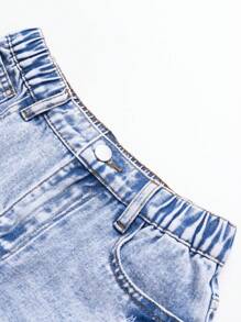 Girls Casual Asymmetrical Distressed Hem Blue Denim Pants Tween Girl Clothes 14y Tween Kid Girl Clothes Tween Clothes Girls Summer Tween Summer Clothes Girls Tween Summer Cloths Young Girls Sets Summer Young Girls Sets Shorts Jean Jean Shorts For Teens Summer Summer Clothes For Teens Shorts, School, Campus, College